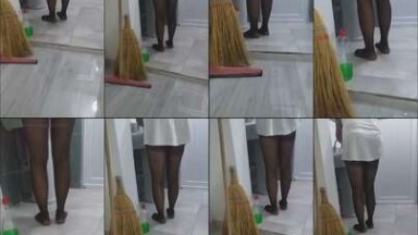 Natural housewife in hijab doing cleaning -GEMOY